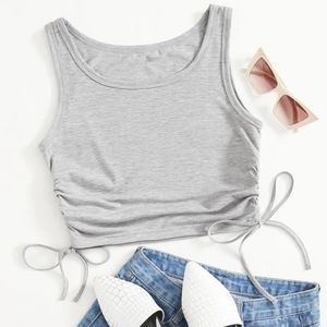 🍕Shein side tie crop tank top ☀️🌷 💧 💕 ✨️ 🍎🍋🧁☃️🦋🐯🐠🍬🍿